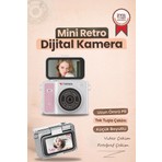 Torima Mini Dijital Kamera 2K Flip Ekranlı Selfie Video Vlog Kamerası CMR46 Pembe