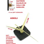 Saat Mekanizması, Sessiz Çalışır, Sessiz Akar Saat Motoru 14 mm Şaft, Akrep-Yelkovan-Saniye-(Askılı)