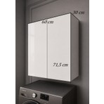 Nenu Nova Çamaşır Makinesi Üstü Dolap 2 Kapaklı 2 Raflı Beyaz Banyo Düzenleyici ve Saklama Ünitesi