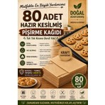 Optimex 80 Adet Doğal Ağartılmamış Kesilmiş Pişirme Kağıdı Yanmaz Yapışmaz Kraft Kahverengi
