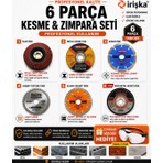 Irişka 6 Parça (115 MM-125 Mm) Kesici Set Metal Ahşap Mermer Kesici Diskler Spiral Avuç Içi Taşlama Seti