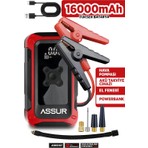 Assur 4'ü 1 Arada Dijital Göstergeli | Powerbank | Led Fener | Şarjlı Akü Takviye Cihazı | Hava Kompresörü