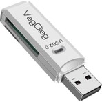 VegGieg USB 2.0 SD ve Micro SD Hafıza Kart Okuyucu 35MB/s Okuma Hızı Beyaz Renkli