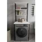 The Violett Çamaşır Makina Üstü Dolap Banyo Rafı Çok Amaçlı Banyo Dolabı 65LİK Çok Raflı Düzenleyici -Beyaz