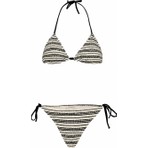 Aquella Triko Siyah Çizgili Ekru Üçgen Bikini Takım