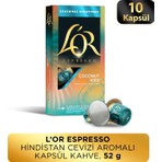L'or Hindistan Cevizli Aromalı Nespresso Uyumlu Alüminyum Kapsül Kahve 10'lu