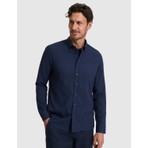 Pierre Cardin Erkek Koyu Lacivert %100 Pamuk Keten Görünümlü Slim Fit Uzun Kollu Gömlek 50325355-VR100