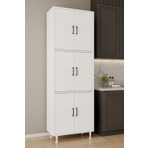 Aeka AE-3015 Mercan Beyaz/beyaz 6 Kapaklı Çok Amaçlı Dolap Raflı Mutfak Kiler Banyo 195*63*35 Çok Amaçlı Dolap