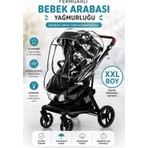 Mor Bebe Ultra Lüks Bebek Arabası Yağmurluğu Siyah Fermuarlı Rüzgar ve Yağmur Koruması