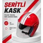 Kırmızı Yarım Kask Motosiklet Kaskı Scooter Motor Bisiklet Kaskı Açık Model