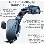 Drsn Ticaret 360° Dönebilen 1350° Ayarlanabilir Vantuzlu Araç Içi Telefon Tutucu