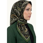 Hadiora Kadın Siyah Haki Şal Deseli Dikişli Yazma
