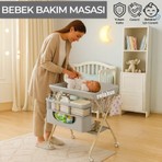 Portatif Bebek Alt Değiştirme Bakım Masası Sepetli Organizer Katlanabilir Taşınabilir Istasyon Tekerlekli Askılık