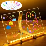 Schulzz LED Işıklı Silinebilir Boyama ve Çizim Tahtası 7 Adet Kalem Hediyeli 30X20 cm