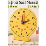 Artlantis Saat Öğretimi Materyali 1 Adet 18 cm Plastik Ayaklı Eğitim Saati Manuel Saat Modeli Kadran Akrep Yelkovan