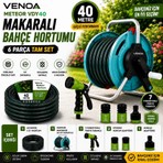 Venoa Meteor VDY40 Kırılmaz Örgülü Makaralı Bahçe Su Hortumu 40 mt 6 Parça