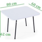 60X80 cm Kamp Masası, Piknik, Bahçe Balkon Plaj Masası Katlanır Masa-Beyaz