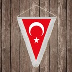Punto Dizayn Türkiye Cumhuriyeti Tc Beyaz Saçaklı Üçgen Flama Bayrak 1 Adet Kırmızı Renkli