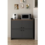 Aeka AE-3060 Forum Antrasit/çam 4 Kapaklı, 4 Raflı, Çok Amaçlı Dolap,ayakkabılık, Kahve Köşesi,