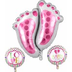 BeySüS Baby Ayak İzi Pembe Folyo Balon Set