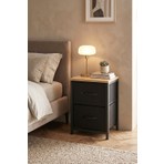 Miyuhome Modern Tasarımlı Metal Komodin 2 Raflı Çok Amaçlı Dolap MDF Tabanlı Kumaş Çekmece