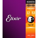 Elixir 16052 Nanoweb Phosphor Bronze Akustik Gitar Teli 12-53 Uzun Süreli Parlak Ses