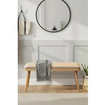 Maq Home Vina Mini Bench Ahşap Ayaklı Antrasit Kumaş Oturma Bankı Puf