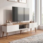 Robeve 140 cm Modern Tv Ünitesi Konsol 2 Kapaklı Ahşap Ayaklı Televizyon Sehpası Salon ve Oturma Odası Için Şık Tasarımlı Tv Konsolu Televizyon Ünitesi Tv Ünitesi Konsol