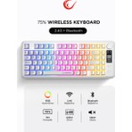 Rampage RM-K87 Zeron Beyaz Kablosuz Rgb Oyuncu Klavyesi 2.4g + Bluetooth 75% Q Türkçe Gaming Keyboard