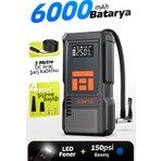 Auhma A9922 Taşınabilir Şarjlı Hava Pompası 150 PSI 6000 mAh LED Fenerli Araç Lastik Şişirme Kompresörü