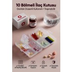 Genchome Homeware 10 Bölmeli Ilaç Kutusu | Günlük Hap Düzenleyici, Taşınabilir Tablet Organizer