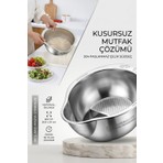 Transformacion Profesyonel Pirinç Yıkama Süzgeci - 304 Paslanmaz Çelik Çok Amaçlı Salata & Makarna Süzme ve Karıştırma Kabı 721080