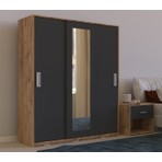 Metalia Gm 644 Sline 3 Kapılı Sürgülü Gardırop Modern Tasarım Ayna ve Atlantik Çam Renk
