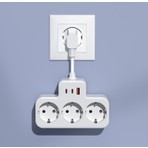 S-Link PRZ07 Beyaz 3 Soketli 15MM 1 USB 2 Type-C PD20W 1050 Joule Tam Bakır Kablolu Akım Korumalı Priz