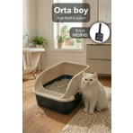 Kurtbay Şekil Comfort Açık Kedi Tuvaleti, 52X37X23 Cm, Yüksek Kenarlı Kedi Tuvalet Kabı, Kum Küreği Hediyeli