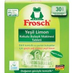Frosch Yeşil Limon Kokulu Bulaşık Makinesi Tableti 30 Yıkama Organik Özellikli Etkili Temizlik