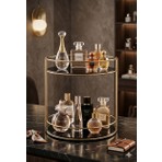 Statika Home Eskitme Gold Banyo Kozmetik Takı Makyaj Düzenleyici Çok Organizer 2 Katlı Servis Sunum Tepsisi Ikramlık