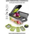 4Berry FB-105 Çok Fonksiyonlu Doğrayıcı – 12 Parçalı Sebze Doğrayıcı, Rende, Dilimleyici ve Süzgeç Seti