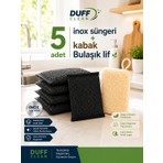 Duff Clean 5 Adet Inox Süngeri + 1 Adet Kabak Bulaşık Lifi Seti5 Adet Inox Süngeri + Kabak Bulaşık Lifi Seti