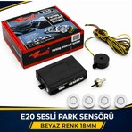 Inwells 18mm Sesli Park Sensörü 4 Lü Beyaz Geri Vites Park Destek Sistemi Araç Park Sensörü Seti
