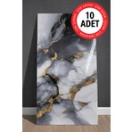 Ukab Dekor 10 Adet 30X60 cm Dekoratif Mermer Desenli Kendinden Yapışkanlı Duvar Paneli (Banyo Wc Mutfak)