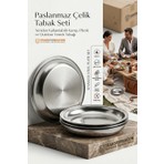 Transformacion 4'lü Paslanmaz Çelik Tabak Seti 21 cm, Kırılmaz, Hafif, Yeniden Kullanılabilir Kamp, Piknik ve Outdoor Yemek Tabağı 719554