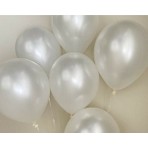 Bal10 Dünyası 12 İnç Metalik Beyaz Balon 10'lu Parlak Renkli Parti Malzemeleri