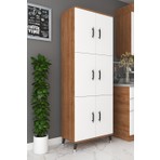 ESMOPA MOBİLYA Çok Amaçlı Dolap Ceviz - Beyaz Renk Modern Tasarım 196 cm Yükseklik 71 cm Genişlik 37 cm Derinlik