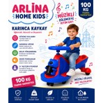 Arlina Home Kids Karınca Kaykay 3+ Yaş Pedalsız  Sevimli Ayıcık Sepetli Eğlenceli Güvenli Kullanım Mavi