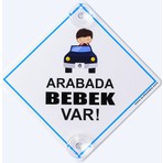 Butik Plaka Mavi Renkli Dikkat Arabada Bebek Var İkaz Levhası 0-3 Yaş İçin Çift Vantuzlu Tasarım