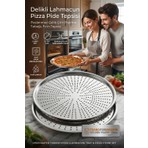Transformacion 2'li Set Delikli Lahmacun Pizza Pide Tepsisi, 32 cm Paslanmaz Çelik Çıtır Pişirme Tabağı, Fırın Tepsisi 719633