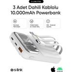 S-link P104 10000mAh PRM Dahili Kablolu HSC22.5W+PD20W Beyaz LCD Taşınabilir Pil Şarj Cihazı Powerbank