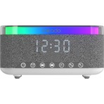 Mikado MD-W10 1200MAH 10W Gri Bt, Usb, Kablosuz Şarjlı Rgb-Gece Lambası Özellikli Alarmlı Saat Speaker