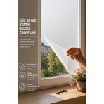 Deconitte Statik Düz Beyaz Buzlu Cam Filmi 60X100 cm Yapışkansız Mahremiyet Sağlayan Dekoratif Cam Kaplama, Kumlama